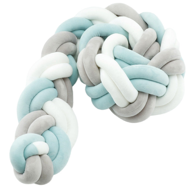 Tresse de lit bébé vert gris et blanc