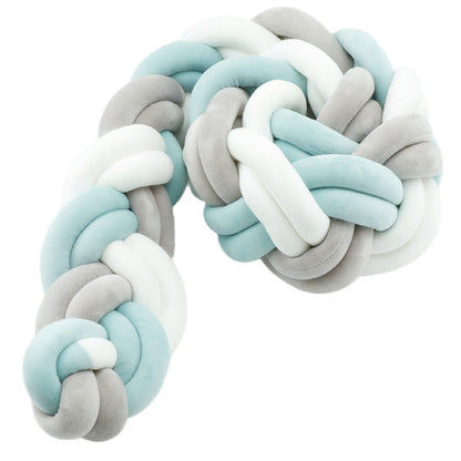 Tresse de lit bébé vert gris et blanc