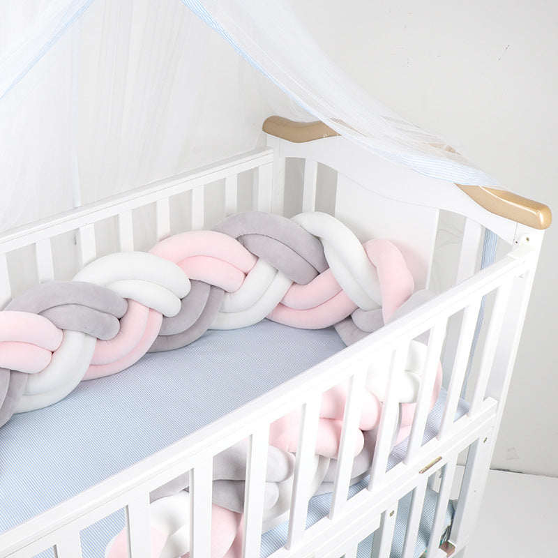 Tresse de lit bébé gris rose