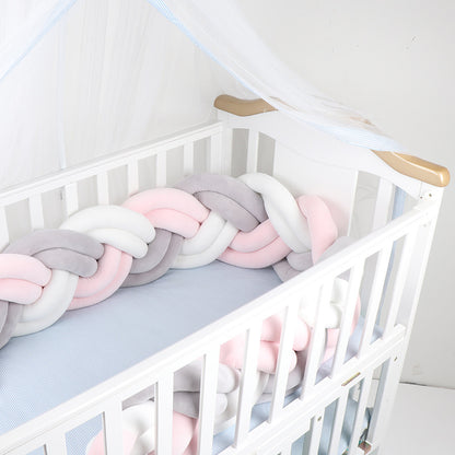 Tresse de lit bébé gris rose