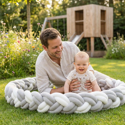 Tresse de lit bebe grise et blanc