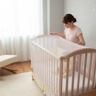 Moustiquaire-lit-bebe-avec-maman