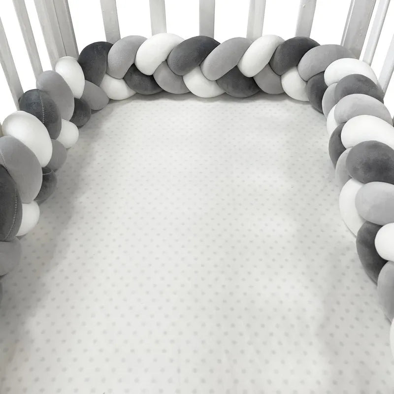 tresse de lit gris blanc noir