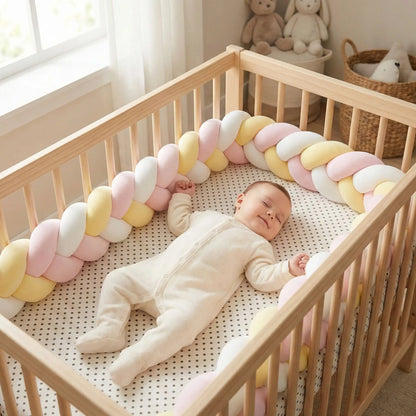 tresse de lit jaune rose et blanc
