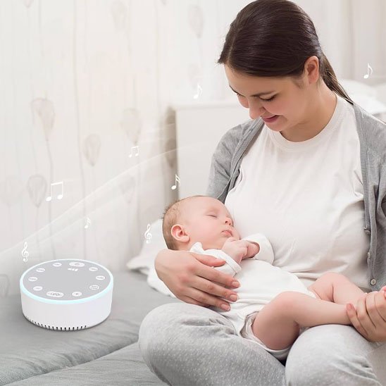 Veilleuse bruit blanc avec bebe dans les bras de maman